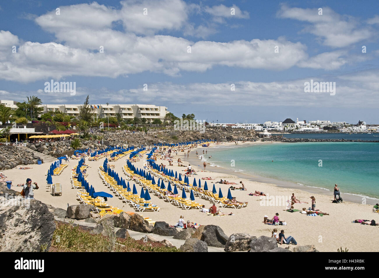 Espagne, Canaries, Lanzarote, Playa Blanca, vue sur ville, Playa Dorada, touristiques, Banque D'Images