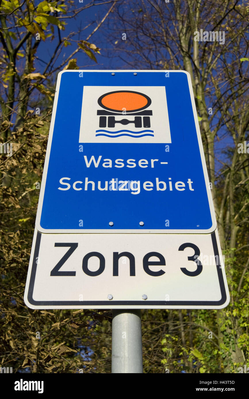 La réserve naturelle de l'eau, signe, figure, signer, nature, réserve naturelle, les soins, l'icône, photographie de produits, la protection de l'eau, interdiction, danger, Banque D'Images