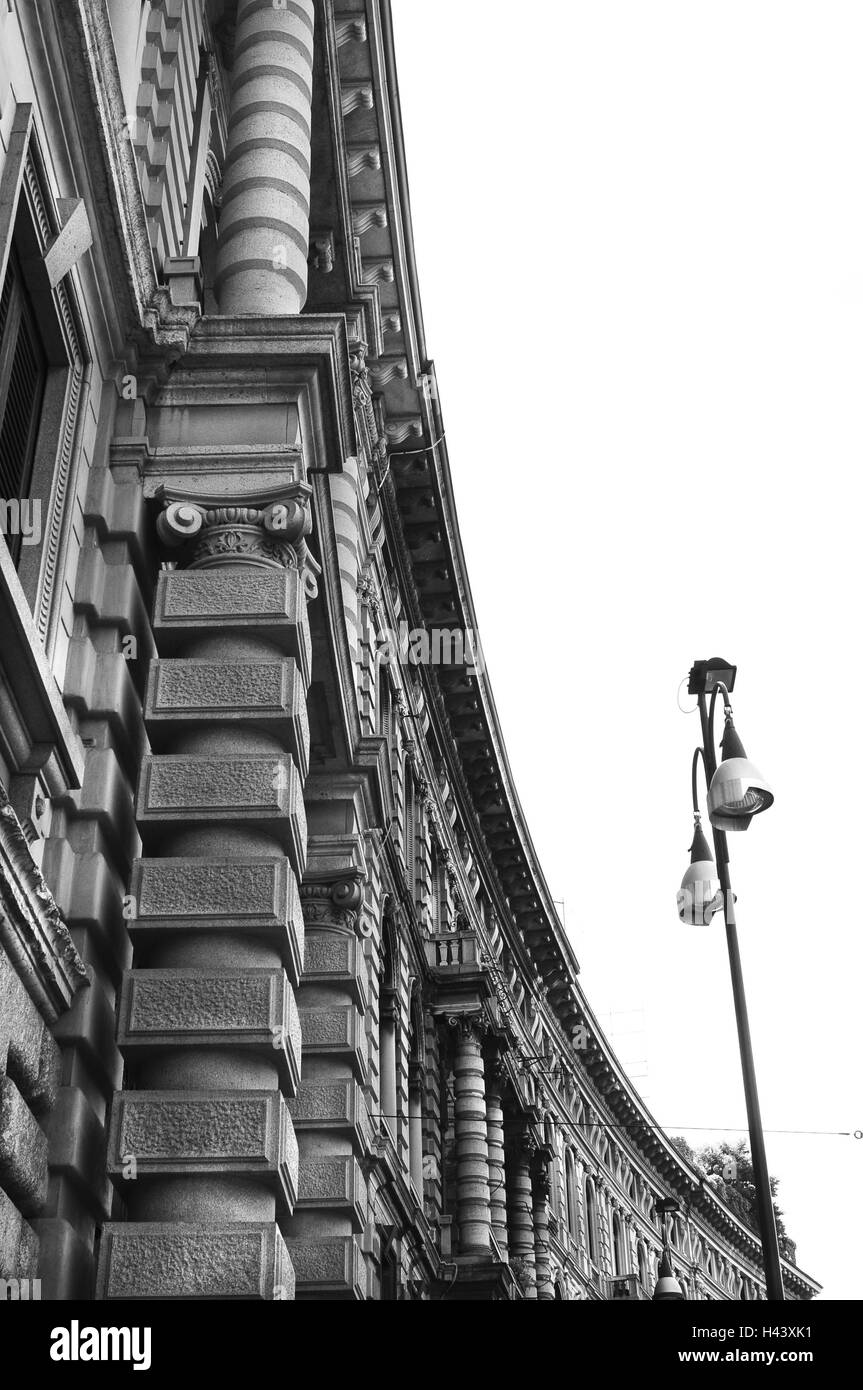 Italie, Milan, bâtiment, détail, façade, lanterne, Banque D'Images
