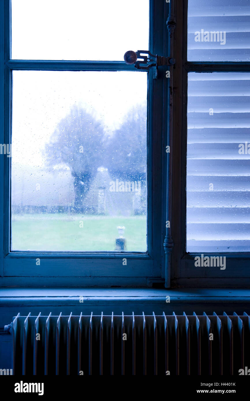 Fenêtre, fermée, jour de pluie, Banque D'Images