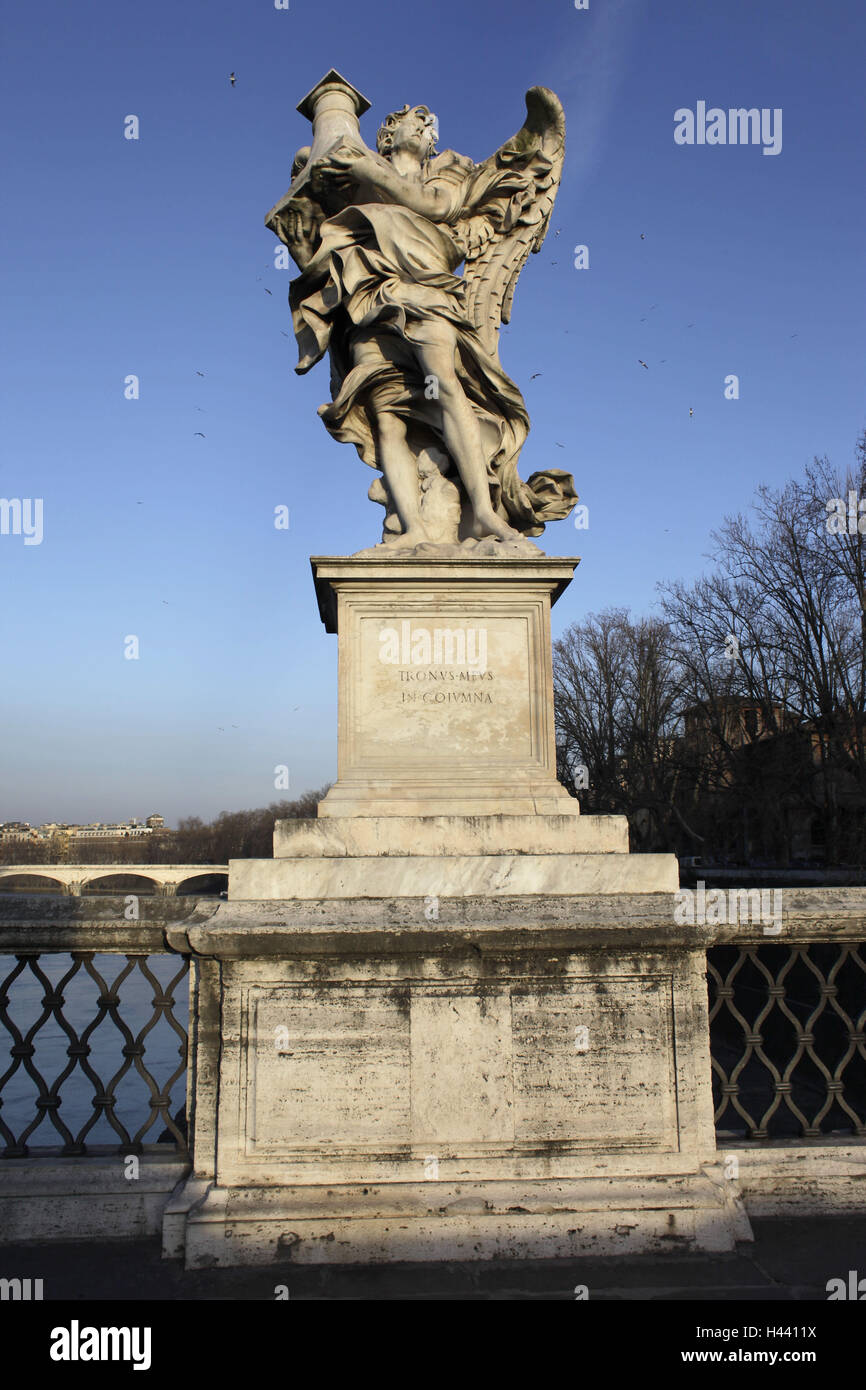 Italie, Rome, le Ponte Sant'Angelo, la figure de l'ange, Banque D'Images