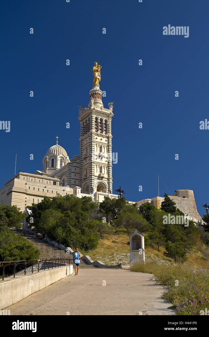 France, Provence, Marseille, église, Notre Dame de la Garde côtière canadienne, Banque D'Images