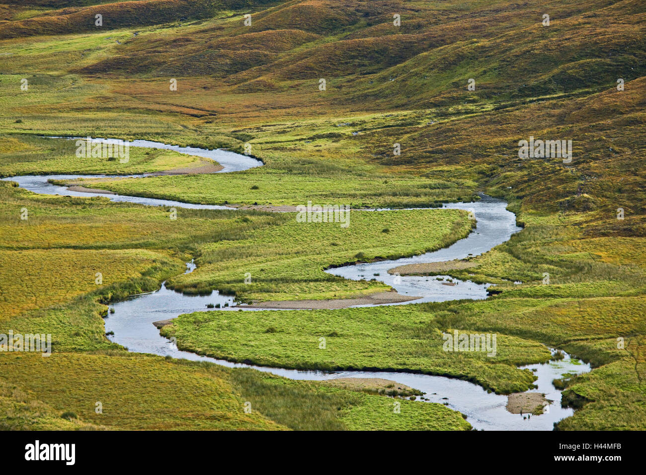 Grande Bretagne, Ecosse, highlands, Dundonnell, rivière, Mäander, Banque D'Images