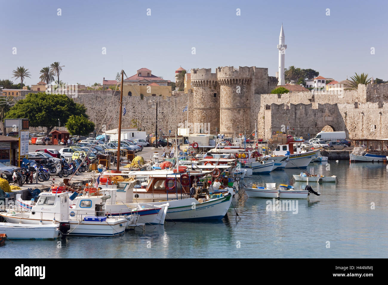 L'Europe, le Sud, l'Europe, la Grèce, l'île de Rhodes, partie nord, la ville de Rhodes, port, Banque D'Images