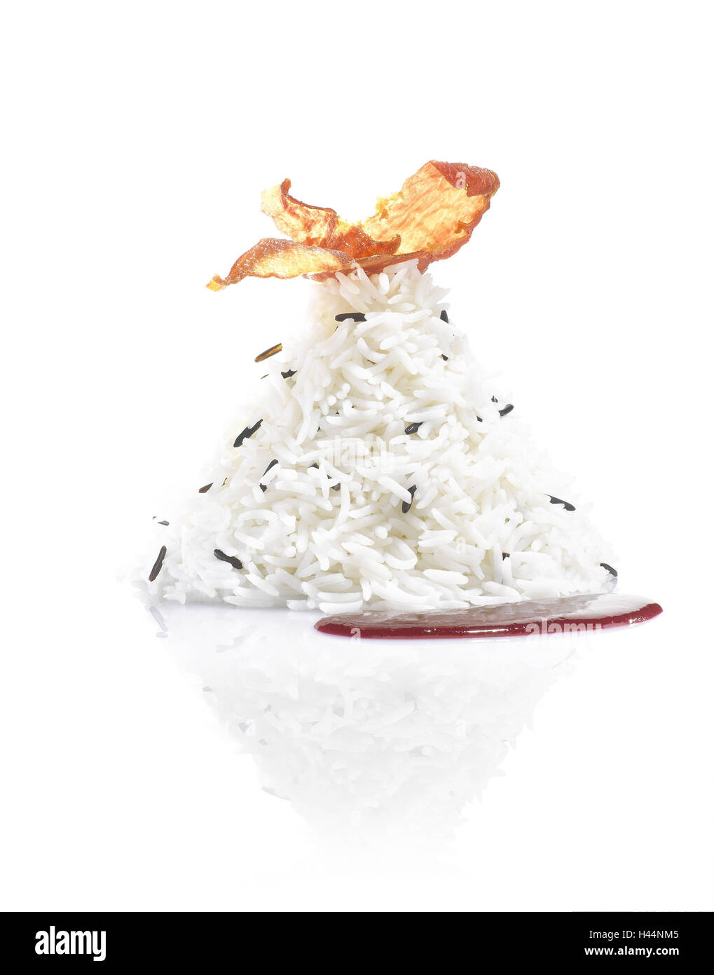 Wildrice, jambon Serrano, la sauce chili, Banque D'Images