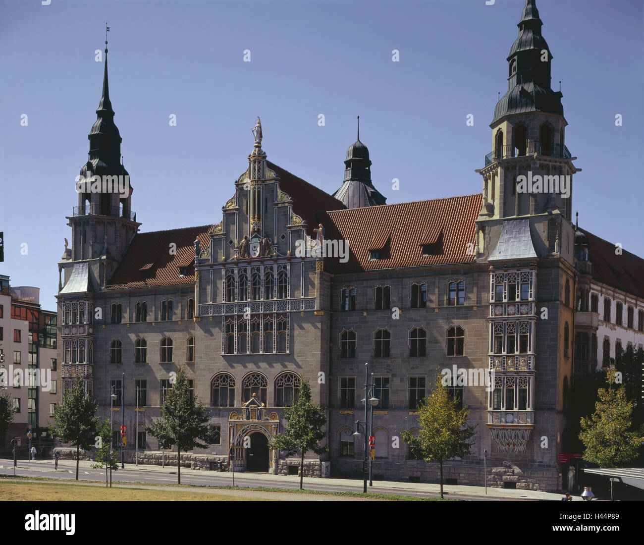 Allemagne (Saxe-Anhalt), Halle, dans le hall, tribunal régional, en 1905, la ville, le hall, bâtiment, maison, historiquement, à l'extérieur, structure monumentale, dish, palais de justice, façade, Tours, tours d'angle, à l'extérieur, point d'intérêt, Banque D'Images