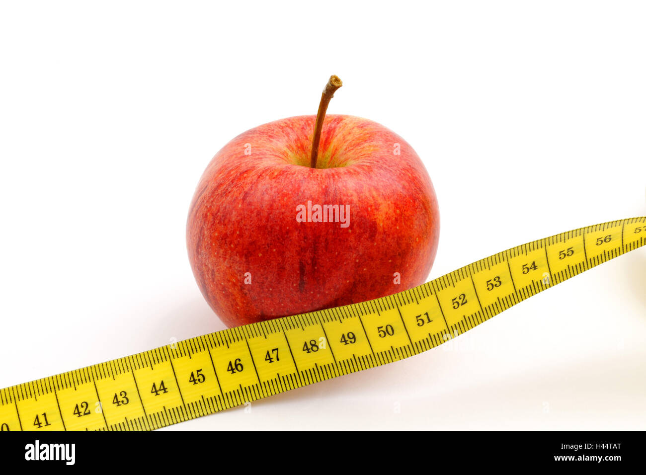 Pomme Rouge avec ruban de mesure, Banque D'Images