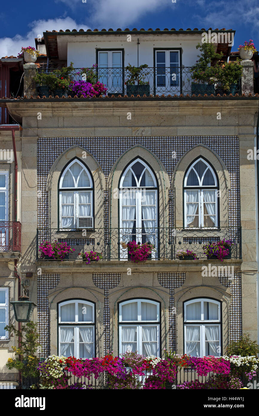 Le Portugal, Ponte de Lima, Vieille Ville, façade de maison, Banque D'Images