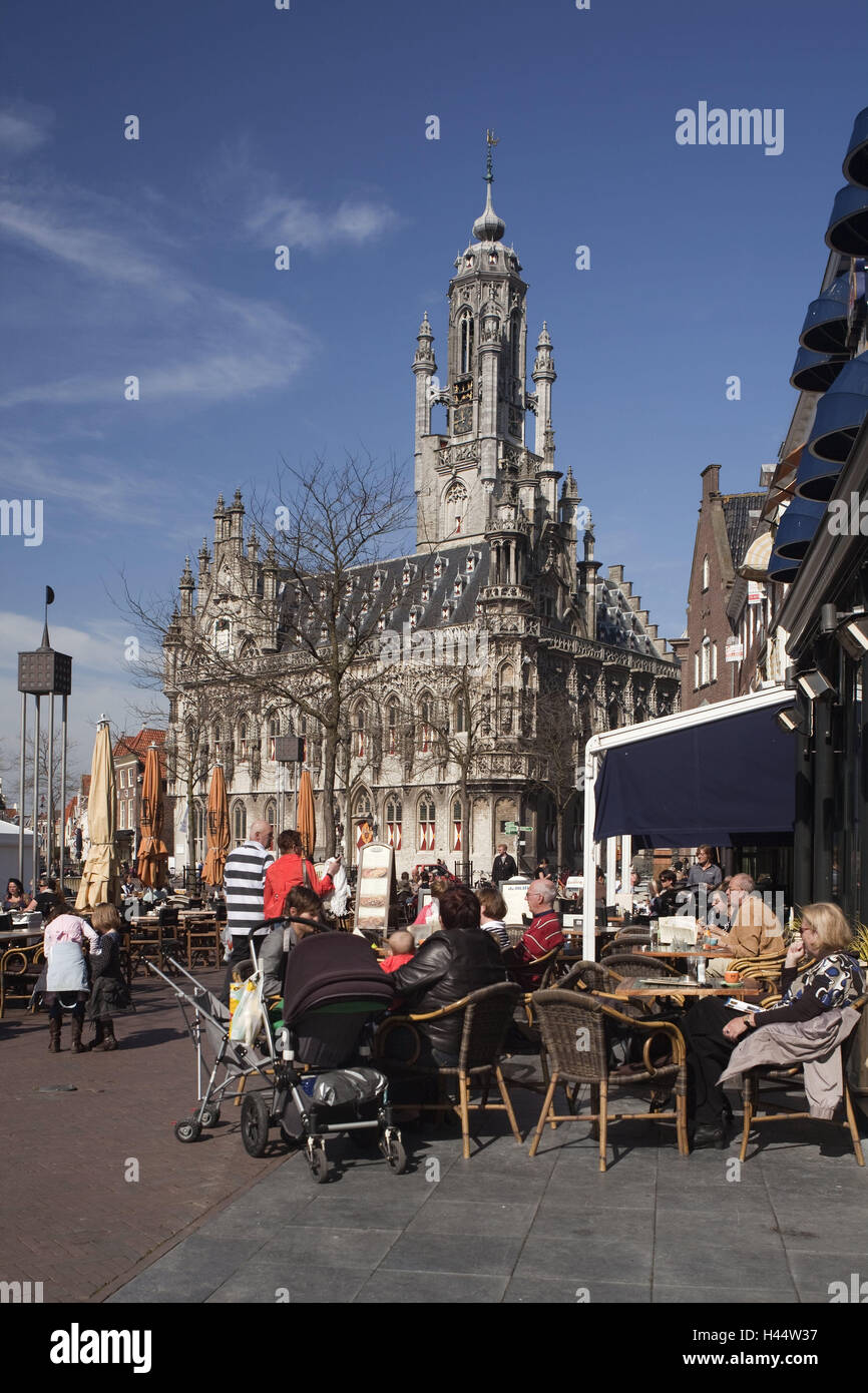 Les Pays-Bas, au château, de la ville, le marché, l'instant street cafe, réduite, le modèle ne libération, ville, Architecture, bâtiment, l'hôtel de ville, personne, gastronomie, café, tourisme, touriste, Banque D'Images