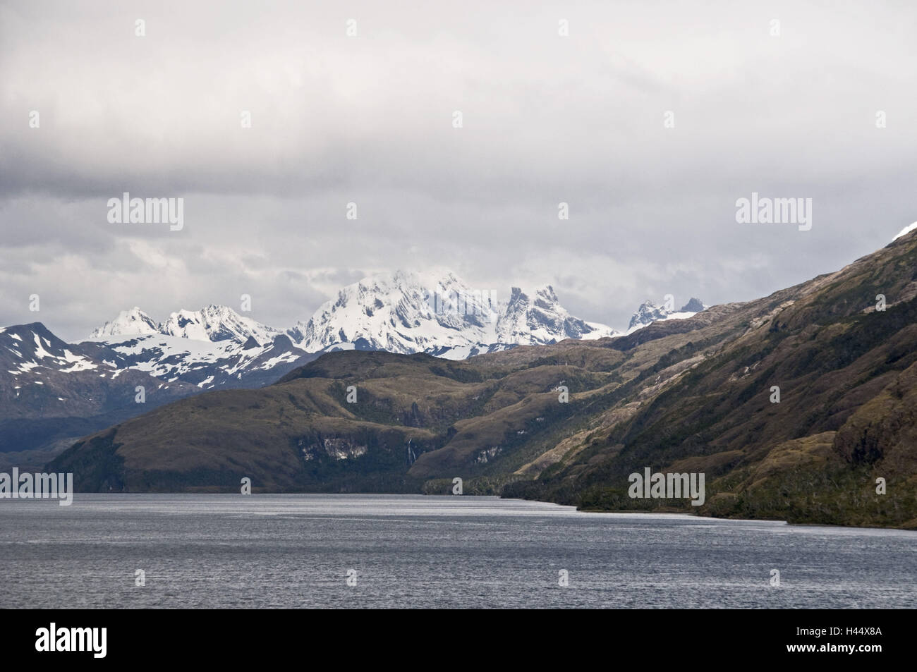 Le Chili, fjord fjord Almirantazgo, paysages des Andes, de la Cordillère Darwin, chaîne, Banque D'Images