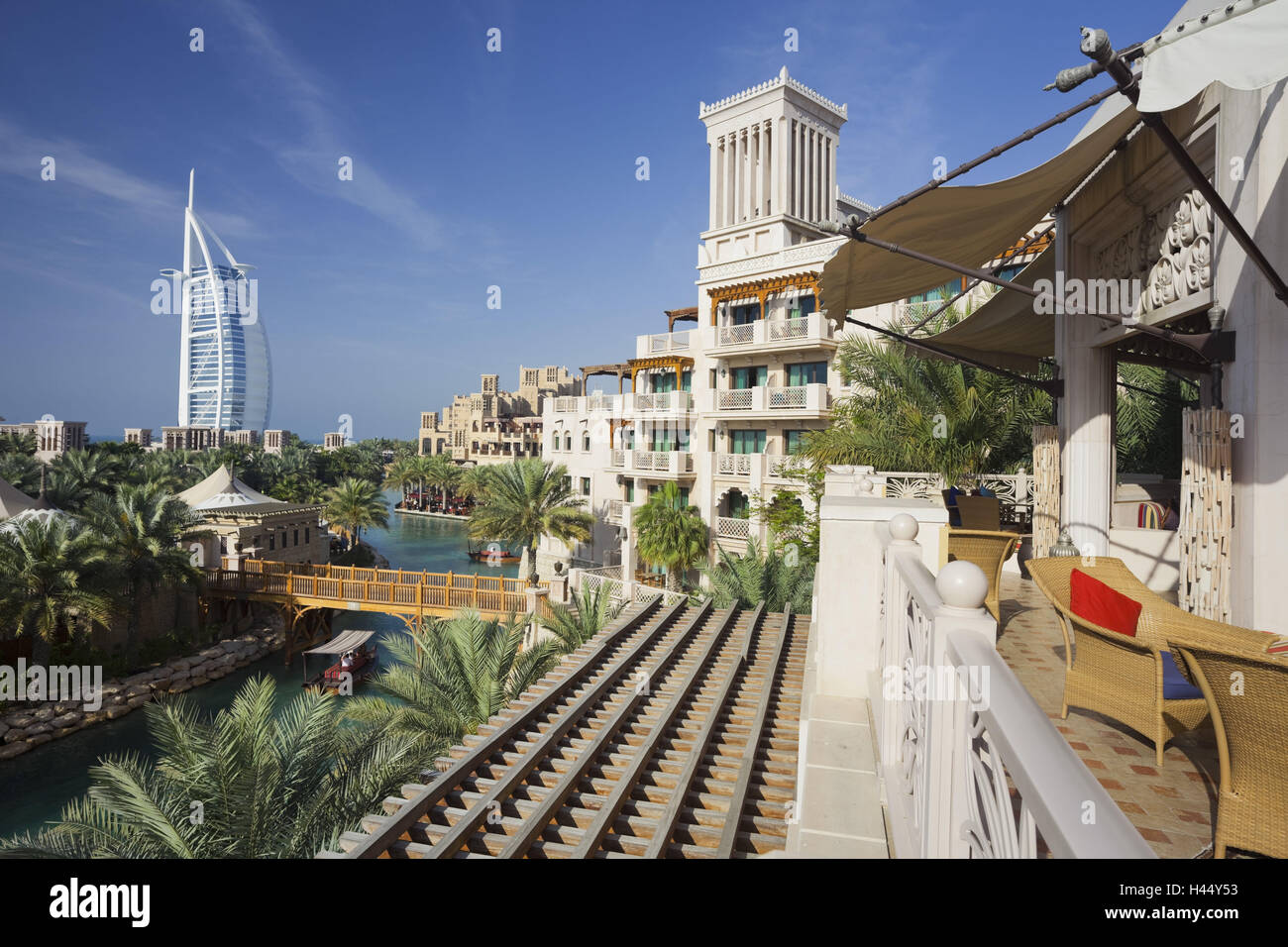 Emirats Arabes Unis, Dubai, Al Qasr Hotel, Madinat Jumeirah, Burj Al Arab, Banque D'Images