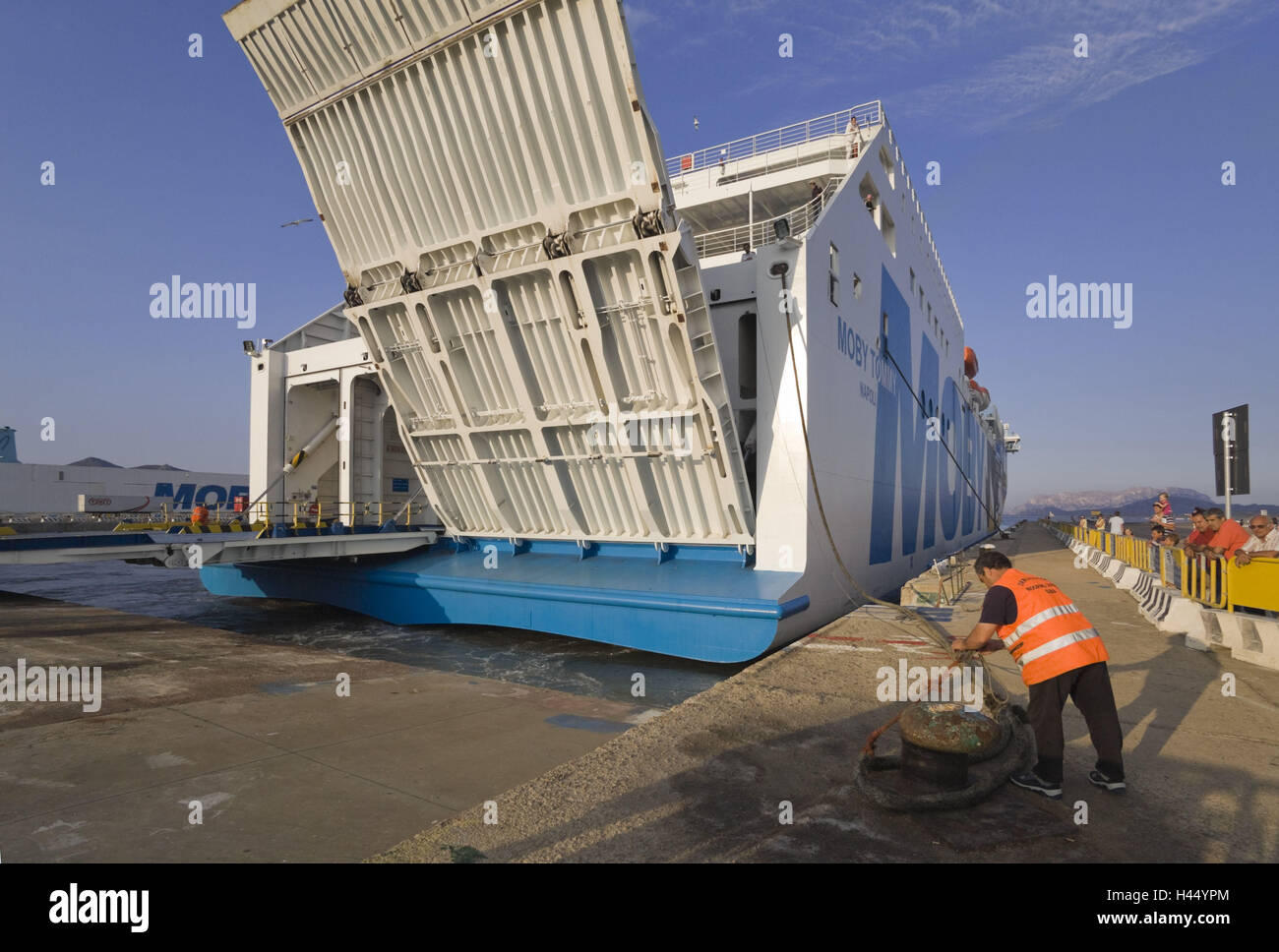 Italie, Sardaigne, 'Moby Line' ferry, Olbia, port, Banque D'Images