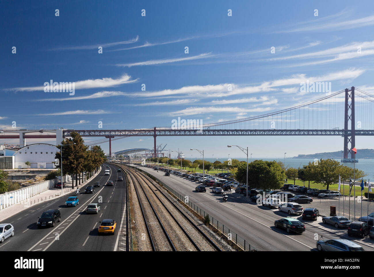 Vue sur le Pont du 25 avril à Lisbonne, Portugal Banque D'Images