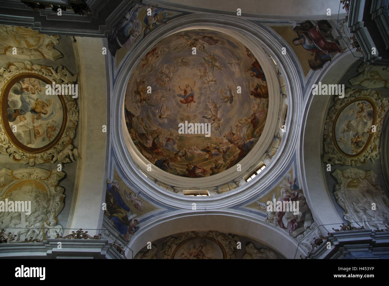 Italie, Toscane, San Miniato, Piazza del Duomo, la cathédrale, une chambre forte, la peinture, la ville, la destination, le lieu d'intérêts, monument, bâtiment, structure, architecture, église, construction, sacré la foi, la religion, le christianisme, historiquement, les fresques, les fresques, Dome, à l'intérieur, Banque D'Images