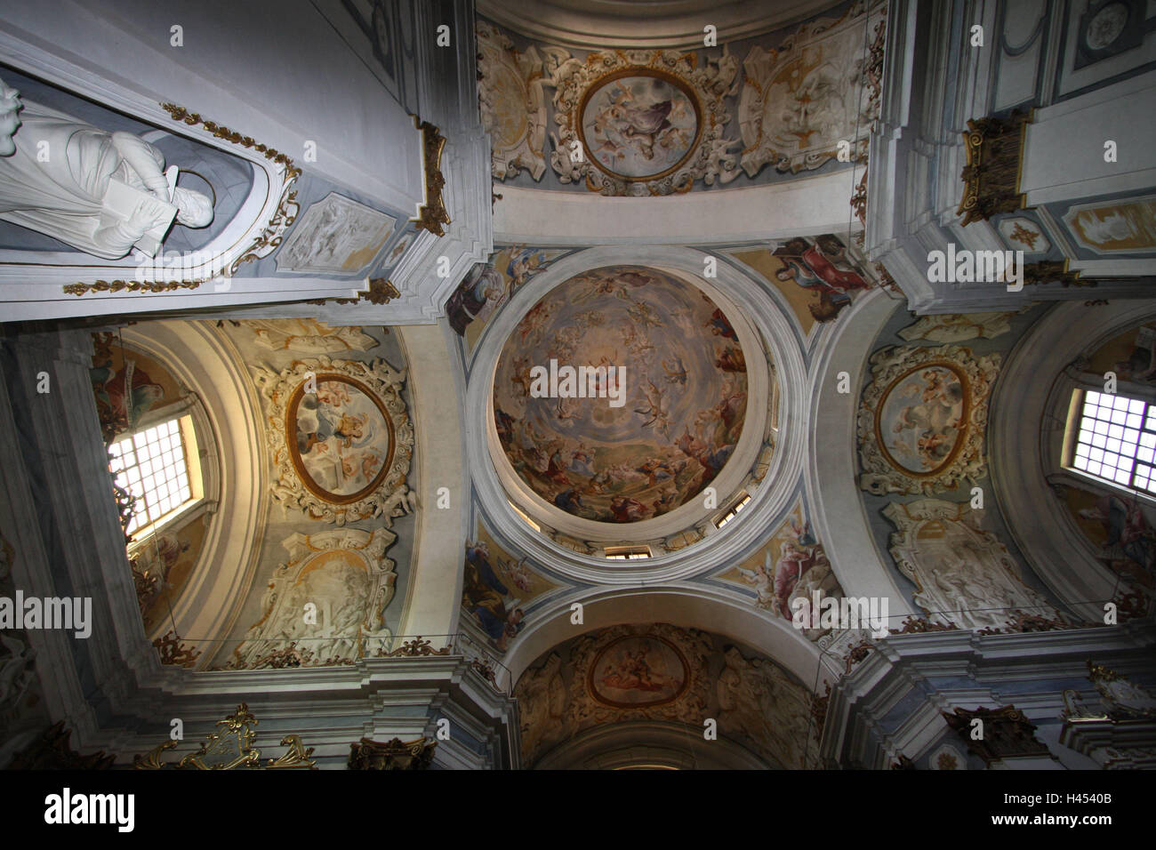 Italie, Toscane, San Miniato, église Santissimo Crocifisso, fresco, cap town, la destination, le lieu d'intérêts, d'un bâtiment, l'architecture, l'église, construction, sacré la foi, la religion, le christianisme, de culte, à l'intérieur, les plafonds, voûtes, Dome, cap peinture, fresques, Banque D'Images
