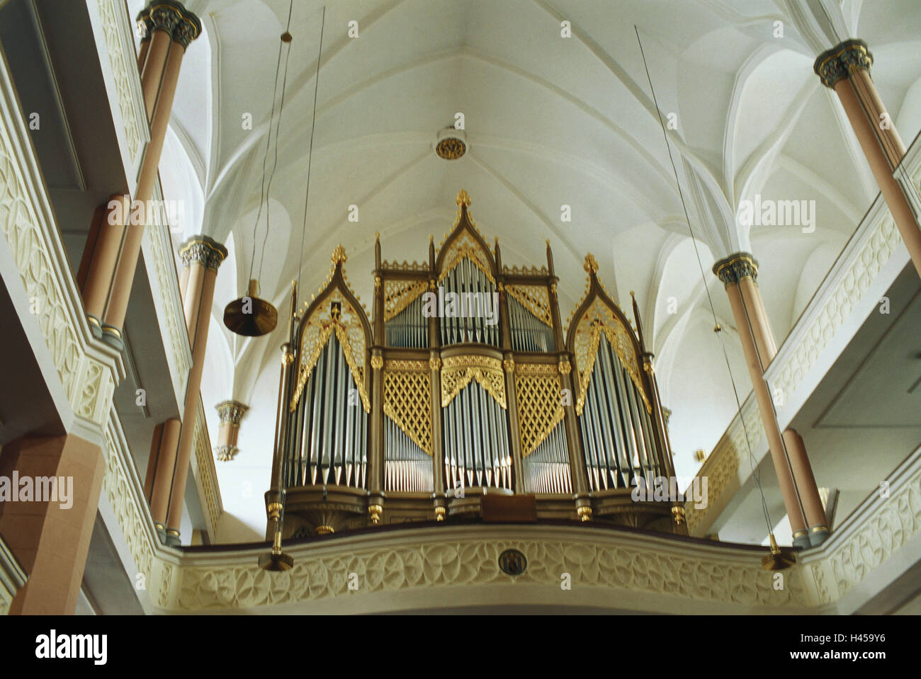 Orgue, orgue de l'empire maure, église St Michel, cour, Haute-Franconie, orgue d'église, de l'Allemagne, les Bavarois, tuyaux d'orgue, église, musique, instrument de musique, la musique d'orgue, la religion, la foi, la musique d'église, Banque D'Images
