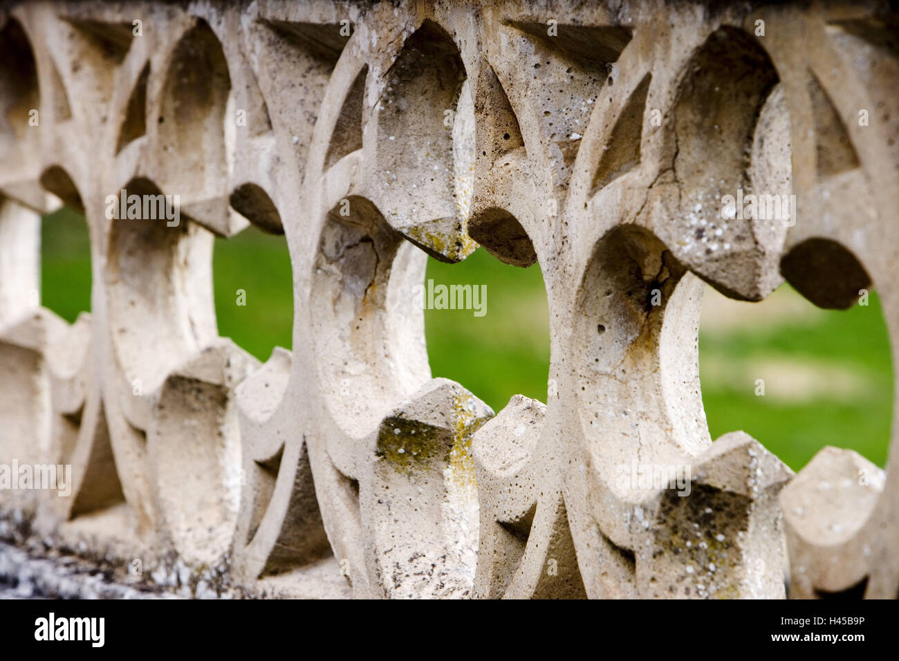 Château, balustrade de pierre, ornements, détail, Banque D'Images