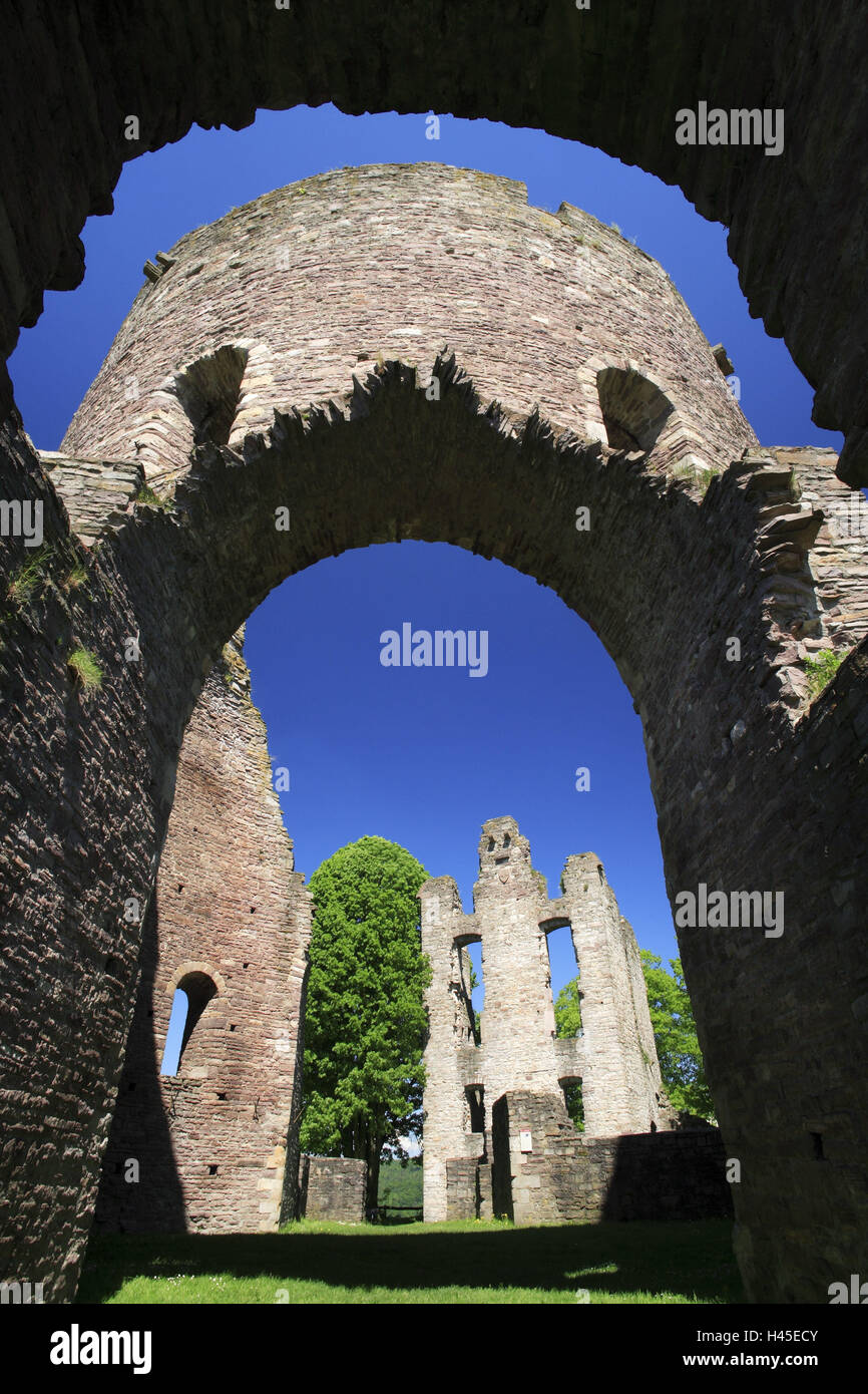 Krukenburg, ruine, murs, arche, tour, Helmarshausen, Hesse, Allemagne, Banque D'Images