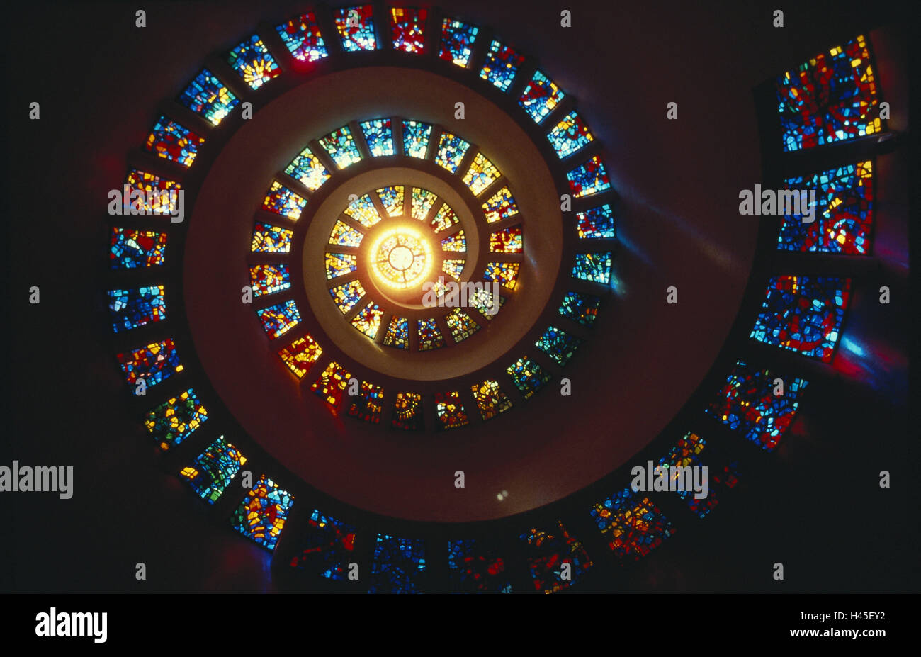 États-unis, Texas, Dallas, église, fenêtre en verre coloré, spirale, détail, Banque D'Images
