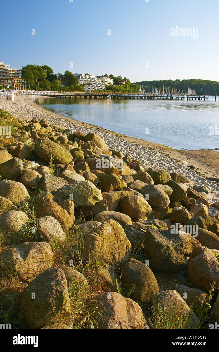 Allemagne, Schleswig - Holstein, chance château, plage, pierres, soir, Banque D'Images