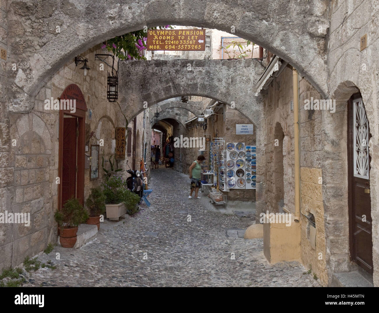 L'Europe, le Sud, l'Europe, la Grèce, l'île de Rhodes, partie nord, la ville de Rhodes, Vieille Ville lane, Banque D'Images