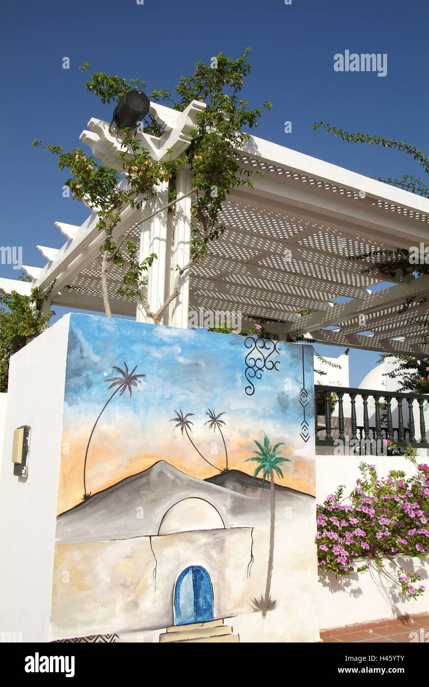 La Tunisie, Djerba, maison, peinture murale, Banque D'Images