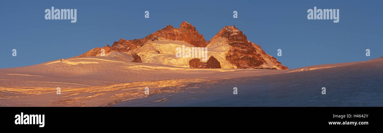 L'Argentine, la Patagonie, le parc national Nahuel, Huap Monte Tronador volcan, glacier, sommet, lumière du matin, Banque D'Images