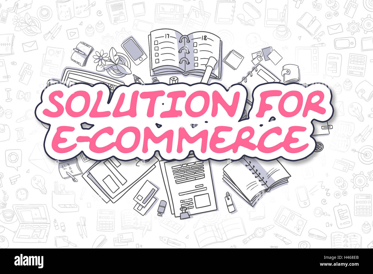 Solution pour l'E-Commerce - Concept d'affaires. Banque D'Images