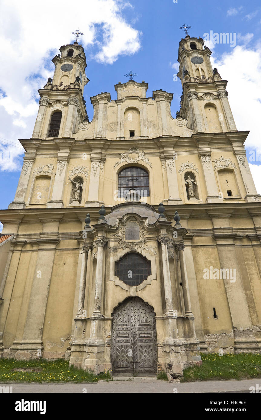 La Lituanie, Vilnius, vieille ville, église, façade, Banque D'Images