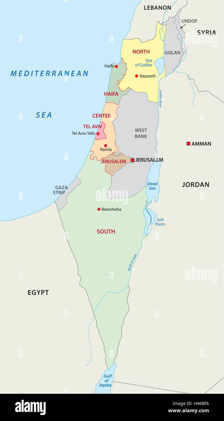 Carte politique et administrative d'israël Image Vectorielle Stock - Alamy