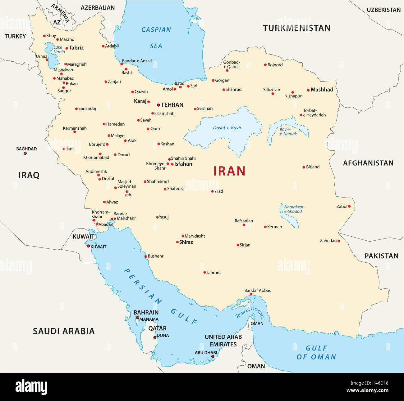 carte de l'Iran Image Vectorielle Stock - Alamy