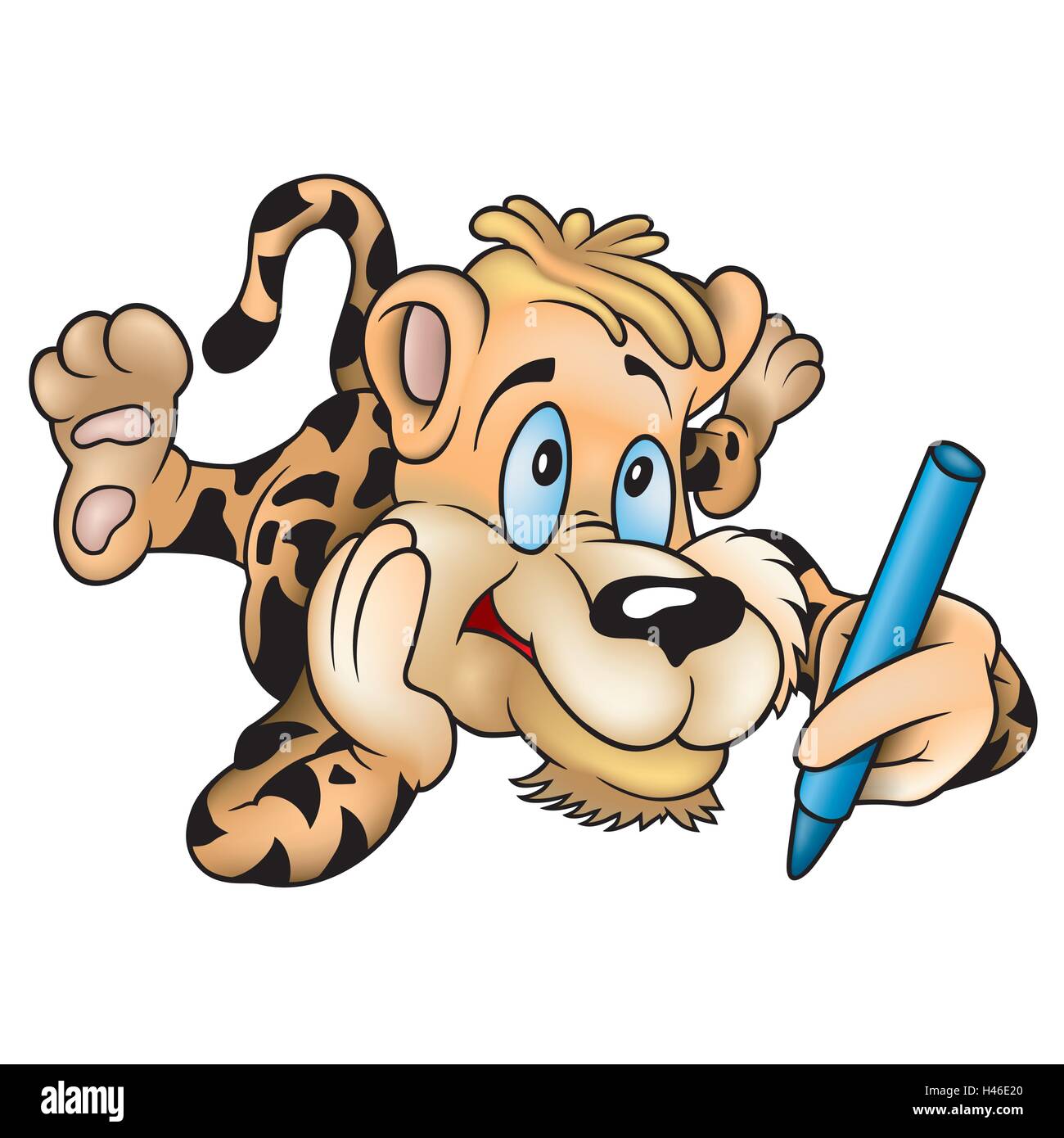 Tiger avec crayon Illustration de Vecteur