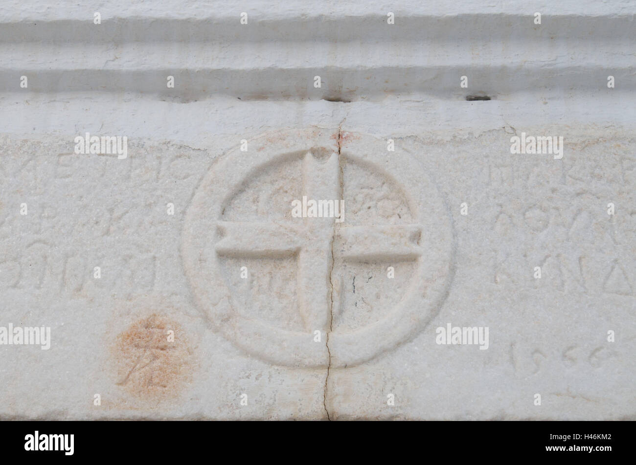 Le cadre de la porte, la pierre, l'ornementation, croix, Kastro, Sifnos, l'île des Cyclades, Grèce, Banque D'Images