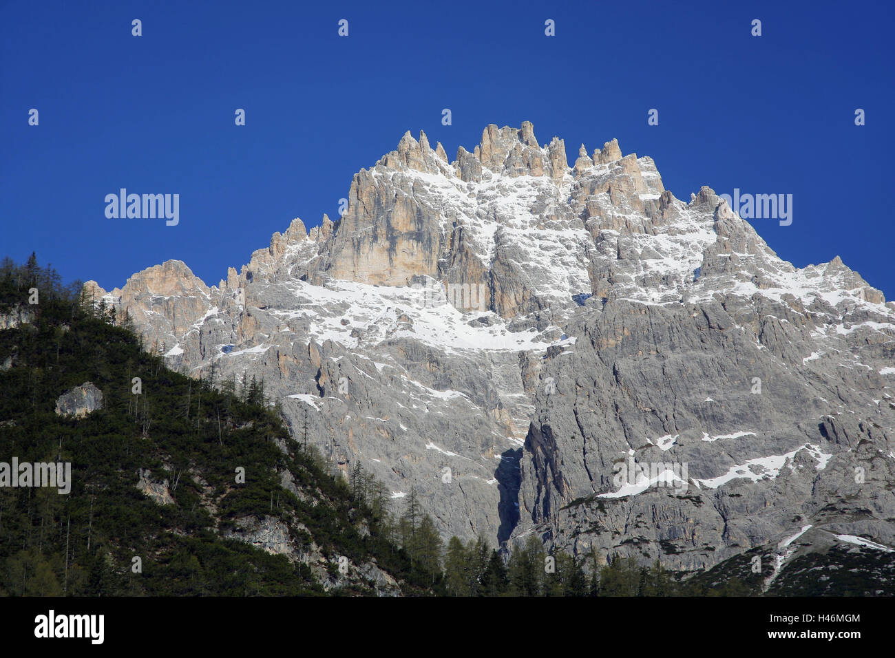 L'Italie, le Tyrol du Sud, les Dolomites, Fischleintal, Dreischusterspitze, Banque D'Images