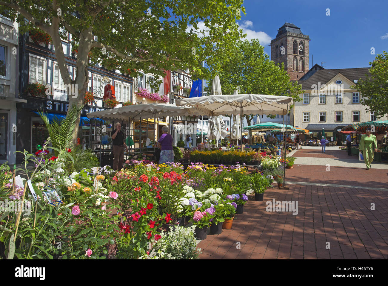 Allemagne, Hesse, le nord de l'Hessen, Bad Hersfeld, Vieille Ville, Marché, Banque D'Images