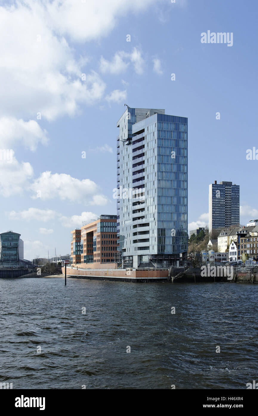 Immeuble de bureaux, Holzhafen, appartement Kristall, grosse Elbstraße tour, Övelgönne, Altona, Hambourg, Allemagne, Europe, Banque D'Images