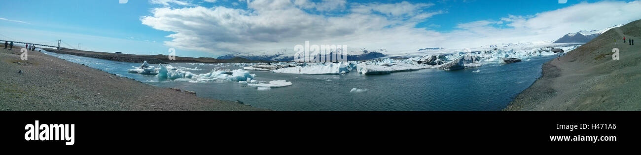 Panorama de la lagune jokulsarlon Islande iceberg lake Banque D'Images