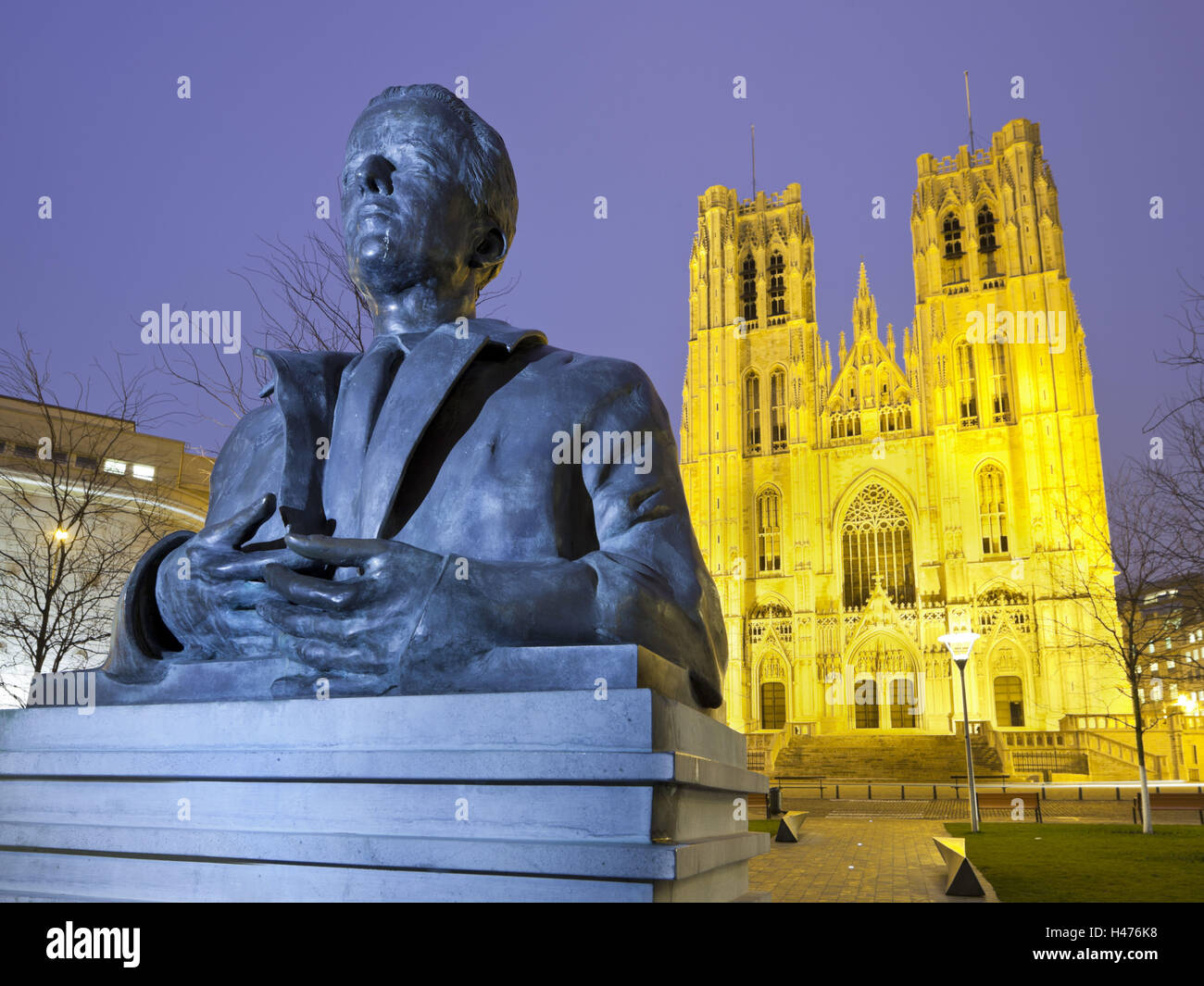 Belgique, Bruxelles, cathédrale Saint Michel et Gudule, buste, Banque D'Images