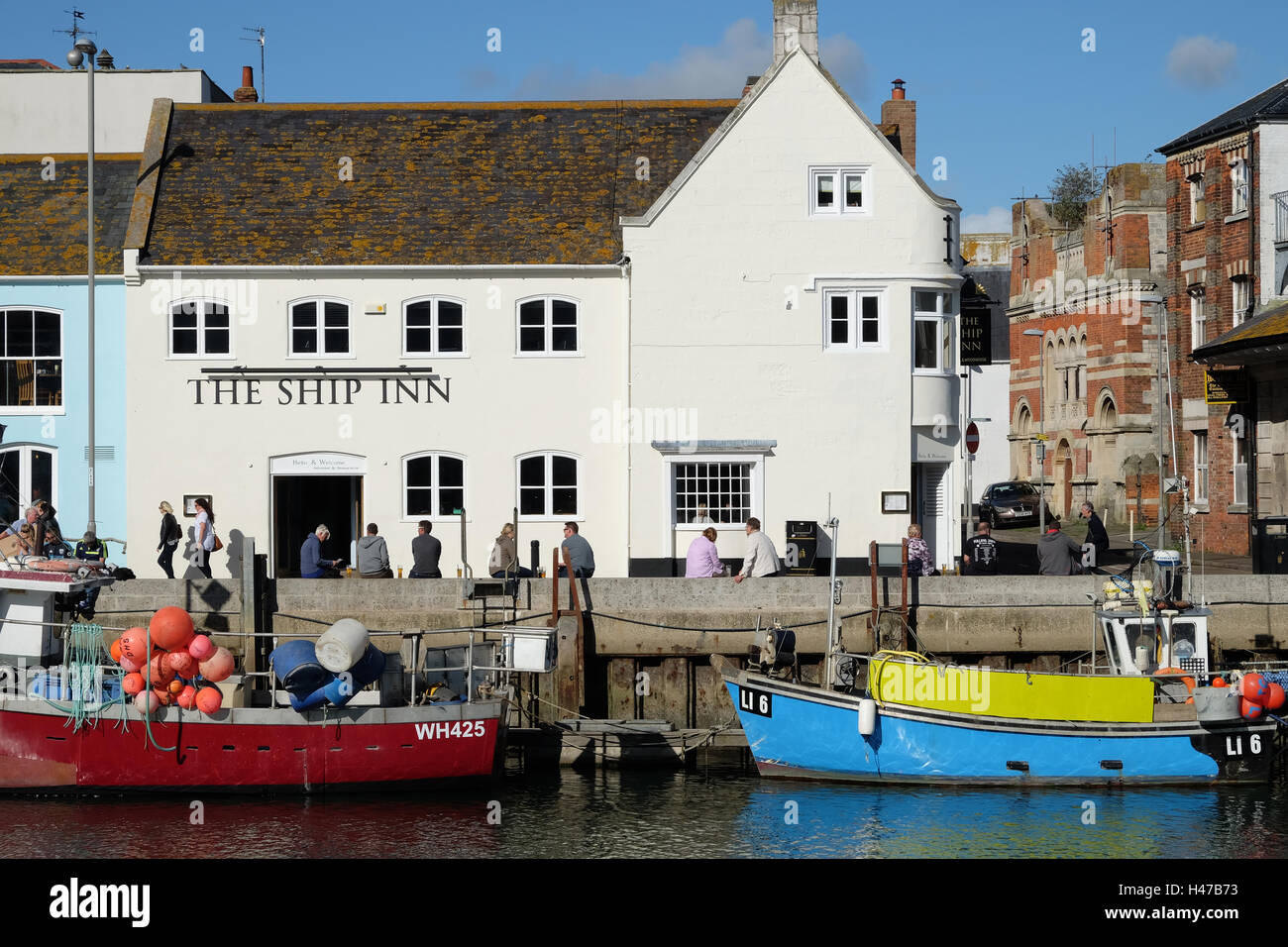 L'auberge de bateau dans le port de Weymouth Banque D'Images