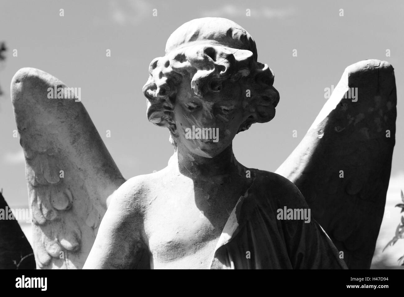 Grave yard, grave, statue, anges, s/w, Banque D'Images