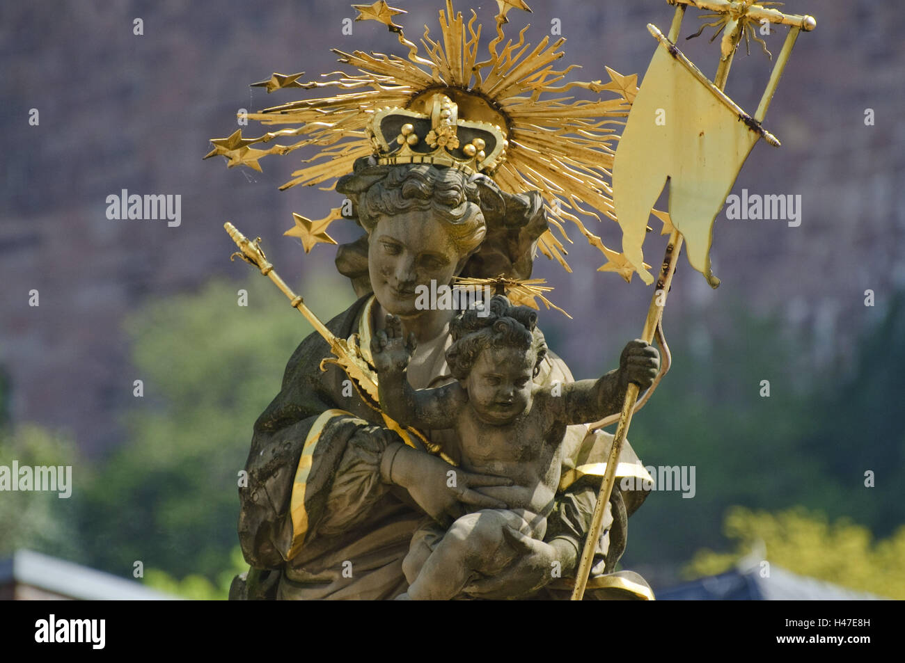 Heidelberg, Vieille Ville, marché des céréales, des céréales-Madonna, Baden-Wurttemberg, Allemagne, Banque D'Images