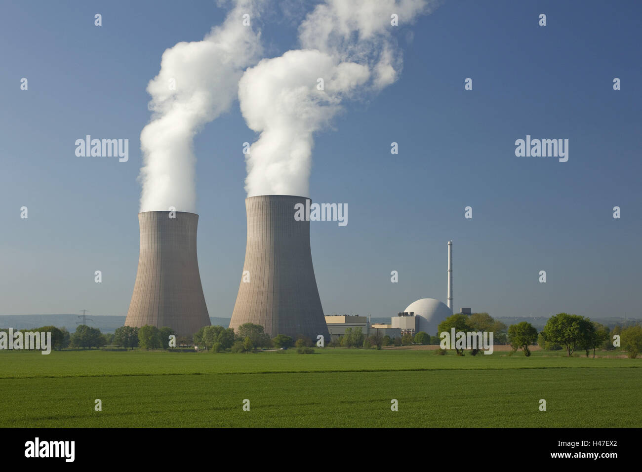 Allemagne, Basse-Saxe, Grohnde centrale nucléaire sur la Weser, Banque D'Images