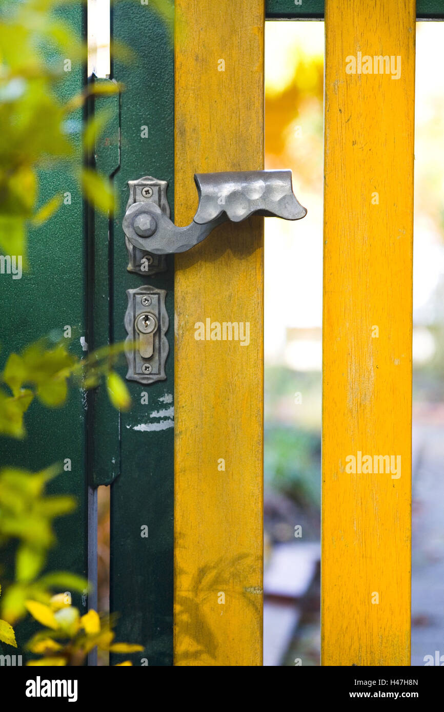 Garden Gate ochroid-vert, détail, Banque D'Images