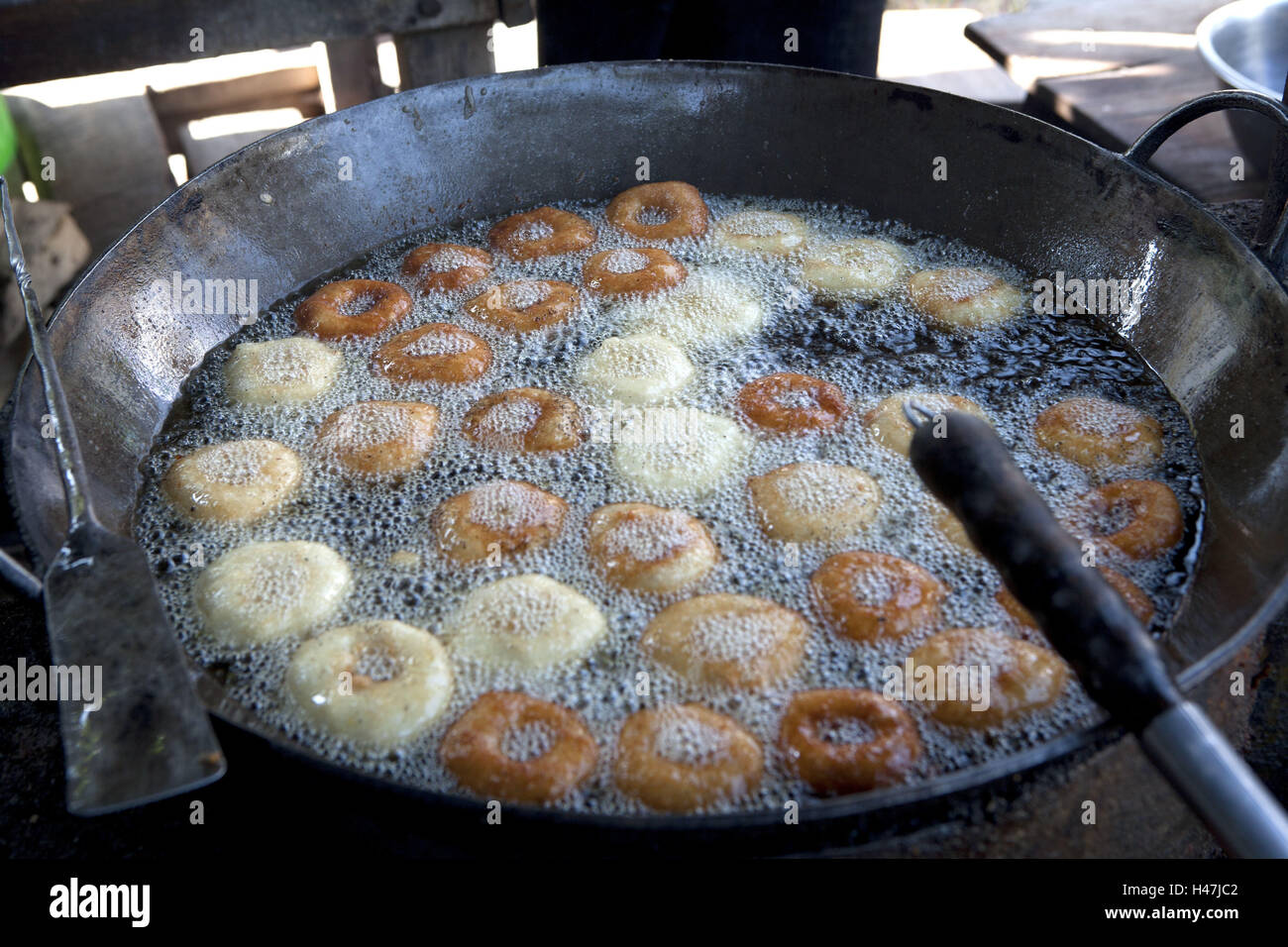 Le Myanmar, cuisine de rue, les aliments frits, Banque D'Images