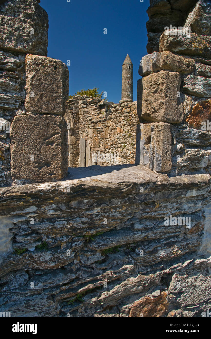 L'Irlande, Glendalough, ruines du cloître, Banque D'Images