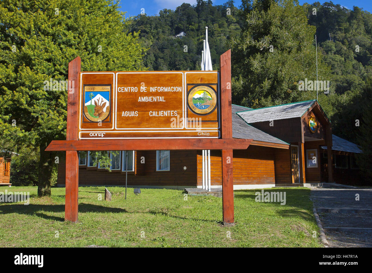 Le Chili, la Patagonie, région X, parc national Puyehue, thermes, inscrivez-info tourisme, Banque D'Images