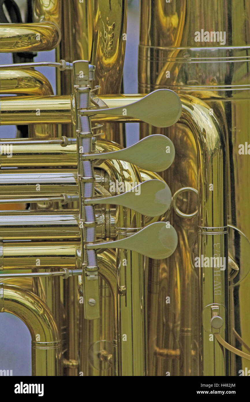 Tuba instrument de musique, moyen close-up, détail, Banque D'Images