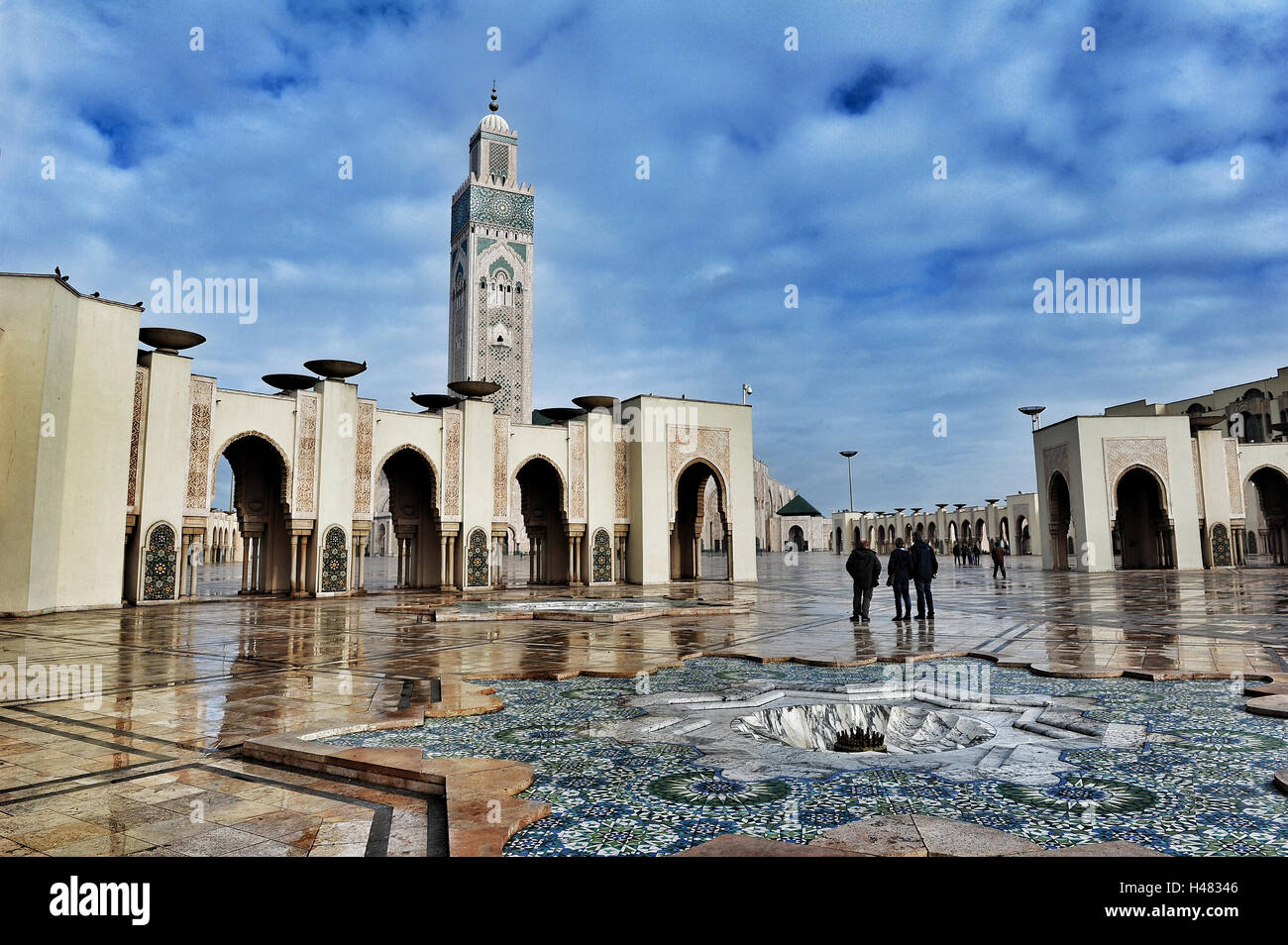 Vue sur la Grande Mosquée Hassan II de Casablanca, la vue la plus impressionnante, achevée en 1994. Banque D'Images