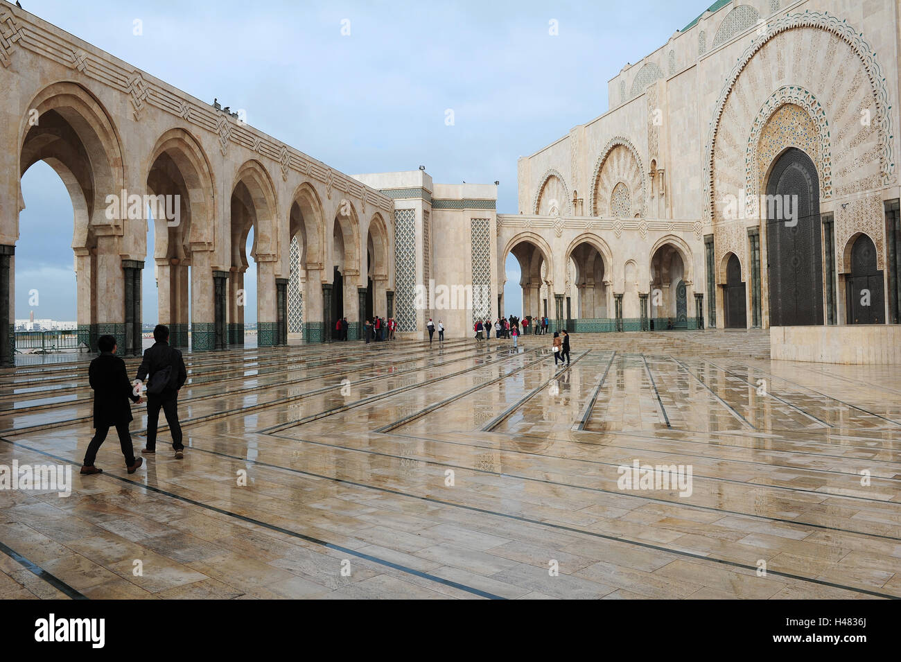 Vue sur la Grande Mosquée Hassan II de Casablanca, la vue la plus impressionnante, achevée en 1994. Banque D'Images