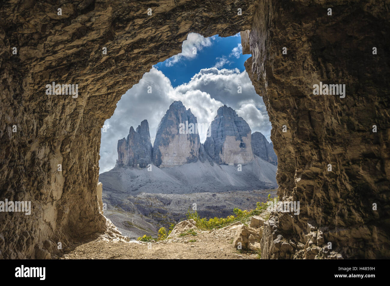 Trois pics. Parc national Tre Cime di Lavaredo. , Dolomites Tyrol du Sud, Italie Banque D'Images